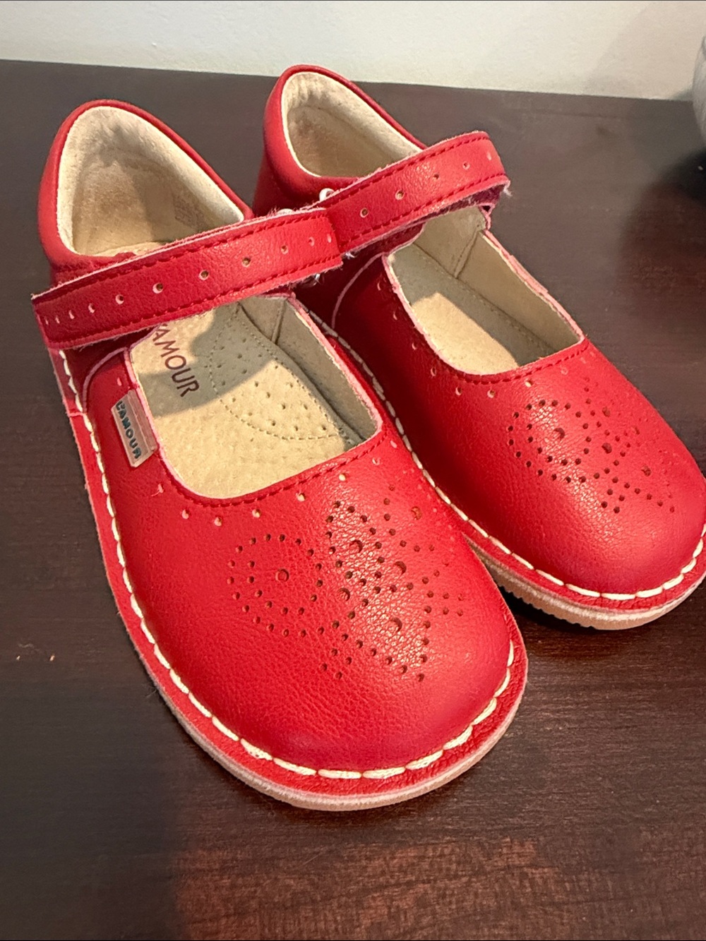 L'Amour Red Mary Jane Girls Dress Shoes